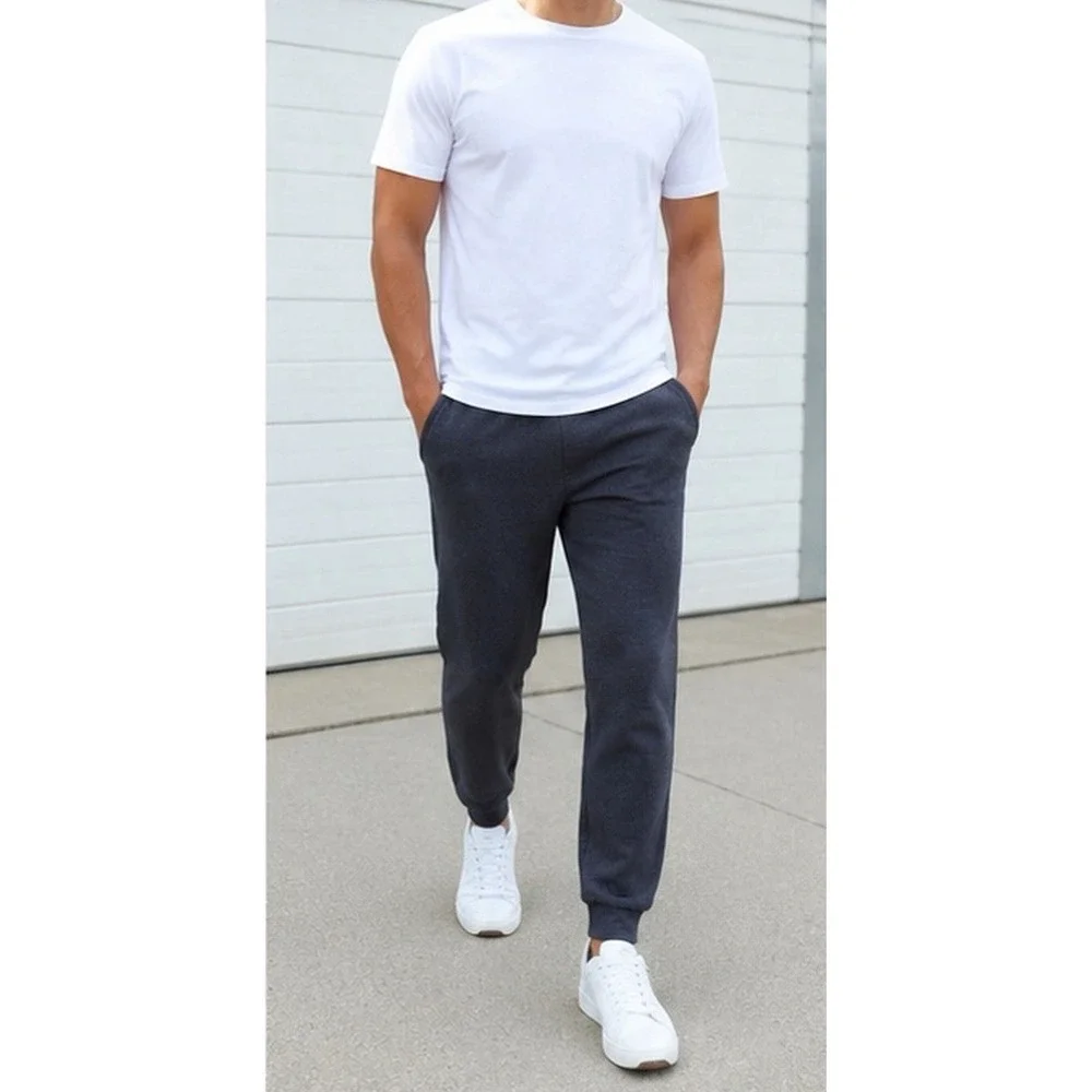 Hanes EcoSmart Mens XL 2 Pack Lot Soft Fleece Jogger Sweatpants Gray 30.5 Inseam